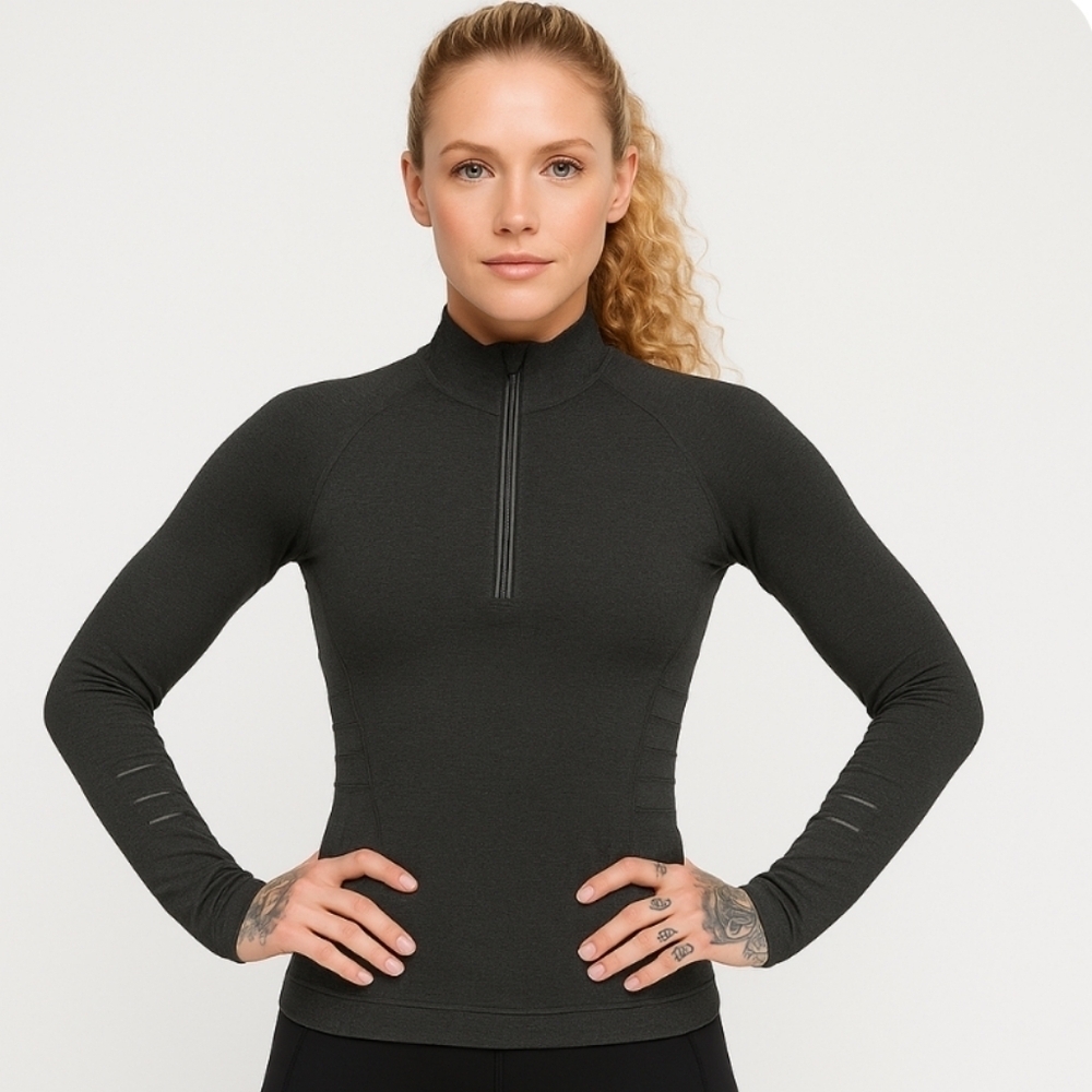 Lululemon Lightning Bold 1/2 pullover Zip Gray Carbon Slim Running Sweater 10